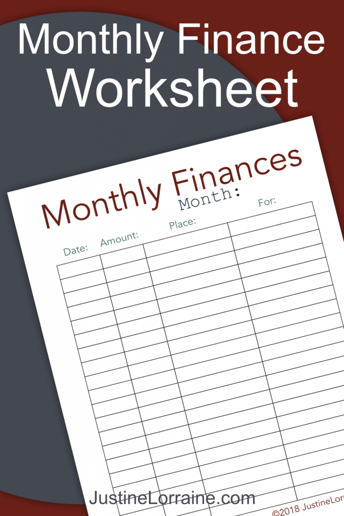 Monthly Finance Worksheet For College Students - justinelorraine.com